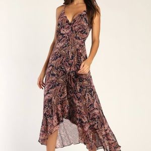 Navy Paisley Print Dress